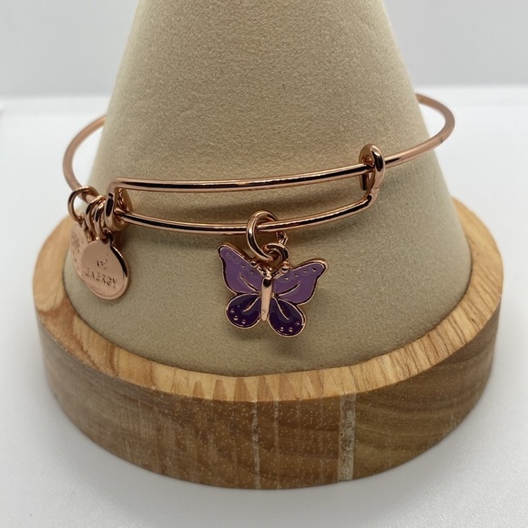 Alex and Ani Pink & Purple Bracelet Set of 4 in Shiny Rose Gold/Like New - Picture 7 of 9